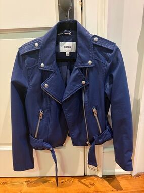 pistola Women's Royal Blue Faux Leather Moto Jacket